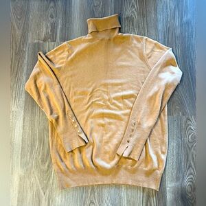 Large Zara Camel Turtule Neck With Gol Hand Buttons